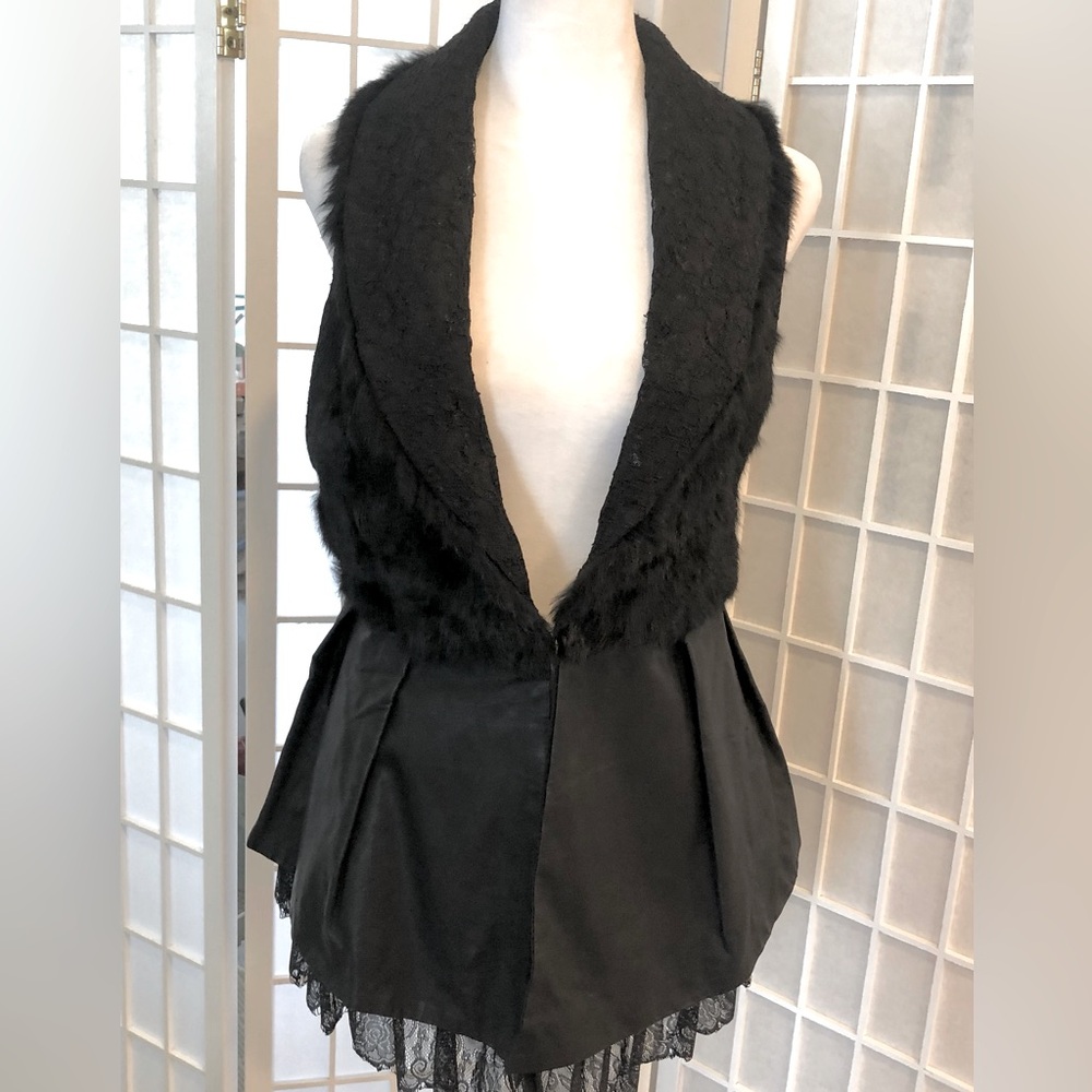 MOMA absolutely beautiful vest. Faux fur, faux leather and lace. Back pleats